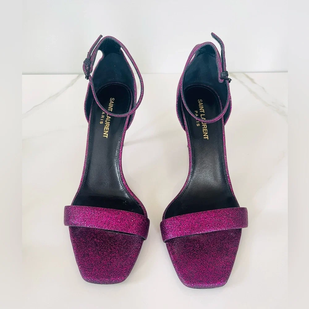 AUTHENTIC SAINT LAURENT GLITTER HEELS - Picture 3 of 12